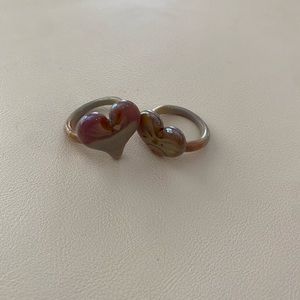 Glass Heart Rings